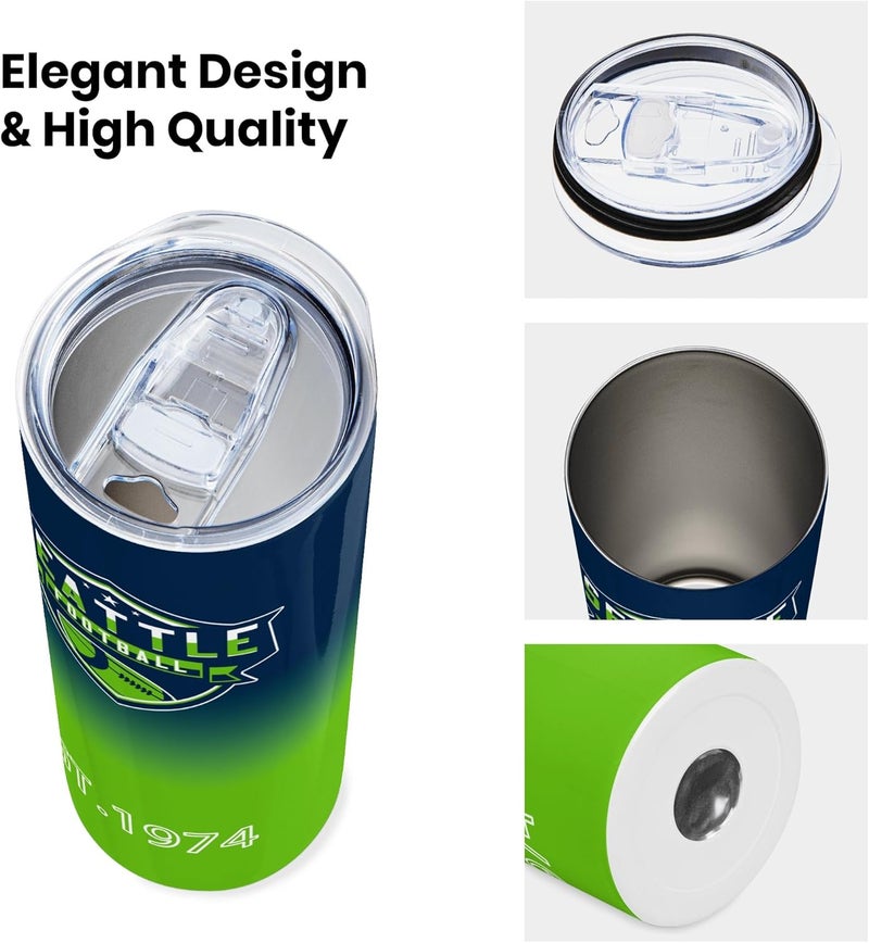 Suswoos Seattle EST 1974 Tumblers 20oz Straight Skinny Car Cups Sports Travel Coffee Mug,Stainless Steel,Insulated,Classic Collection Gifts for Men Women Fans. - Image 3
